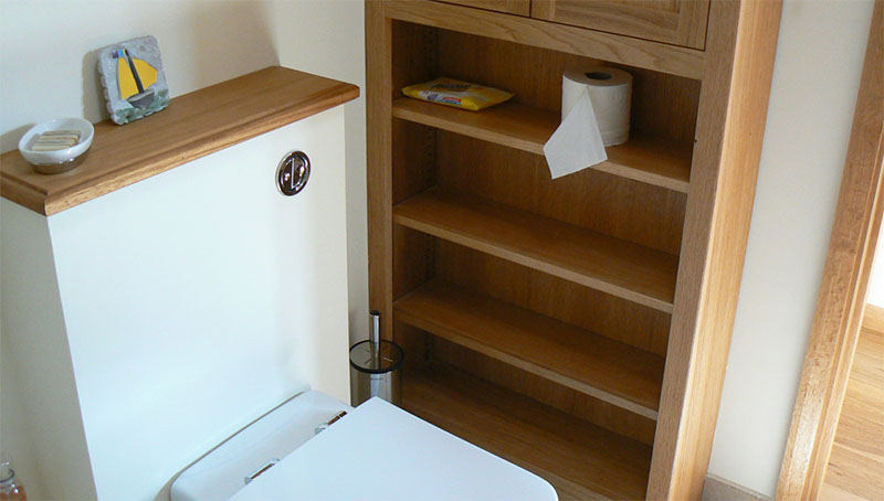 Toilet with wooden accents